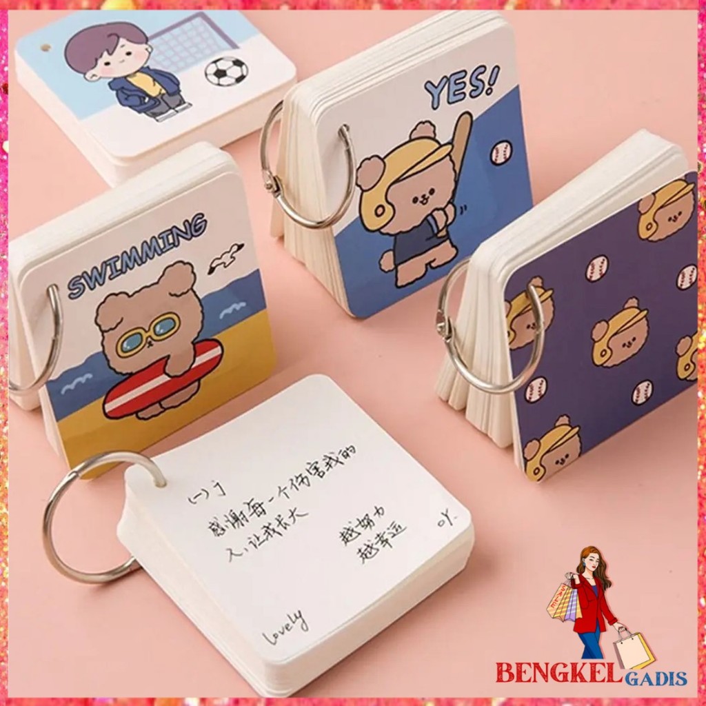 Jual BG Notebook Ring Mini Isi 80 Lembar Buku Note Gantung Karakter