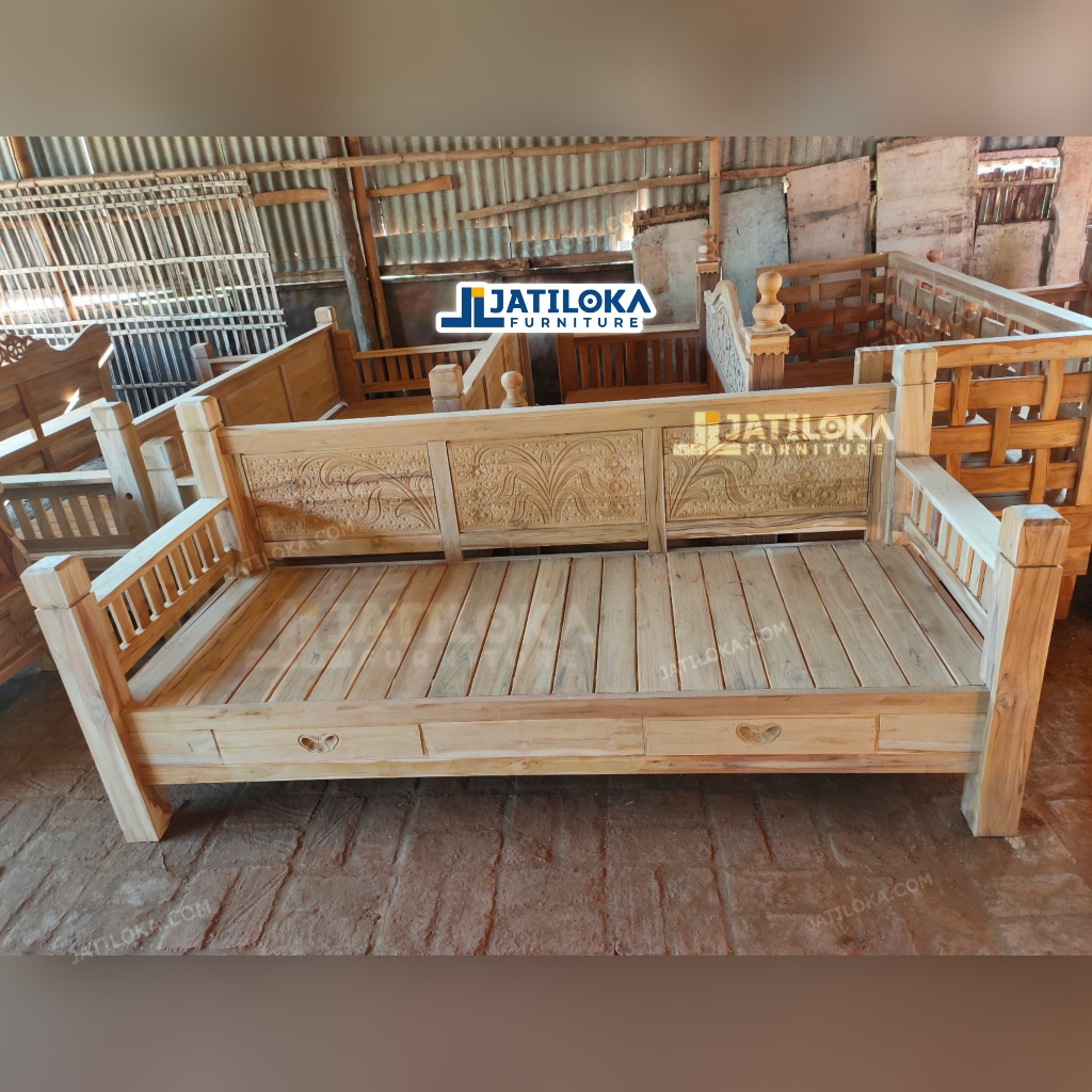 Jual Sofa Bale Minimalis Blok Ukiran Padi Bangku Kayu Bale Ukiran