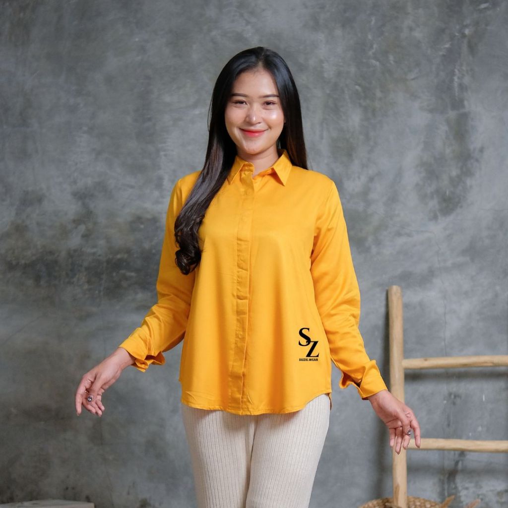 Jual WILLY SHIRT KEMEJA WANITA BASIC RAYON TWILL OVERSIZE KEMEJA