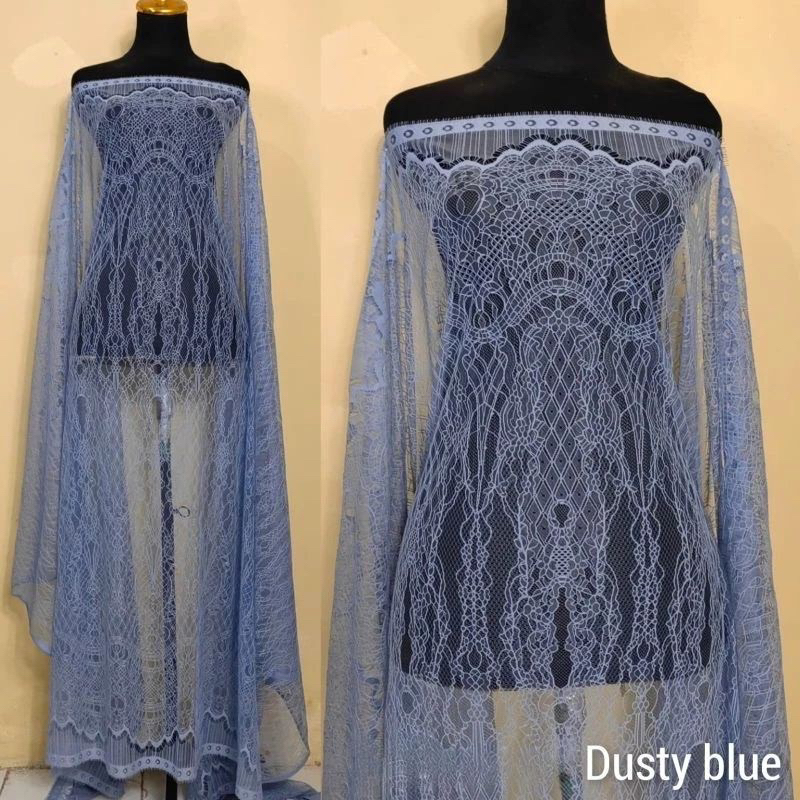 Jual Kain Bahan Brokat Santili Chantily Lace Panel Kebaya Wisuda