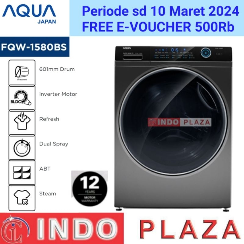 Jual MESIN CUCI AQUA FRONT LOADING 15 Kg INVERTER FQW 1580BS Shopee