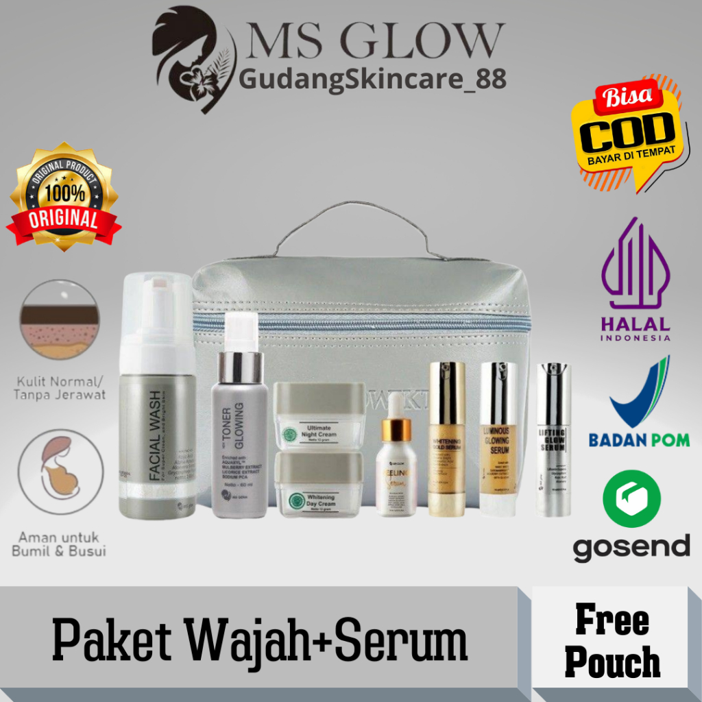 Jual Ms Glow Paket Wajah Lengkap Serum Ms Glow Whitening Acne