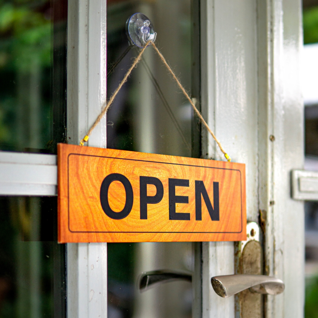 Jual Sign Board Open Closed Signage Plang Papan Kayu Tanda Tulisan Buka