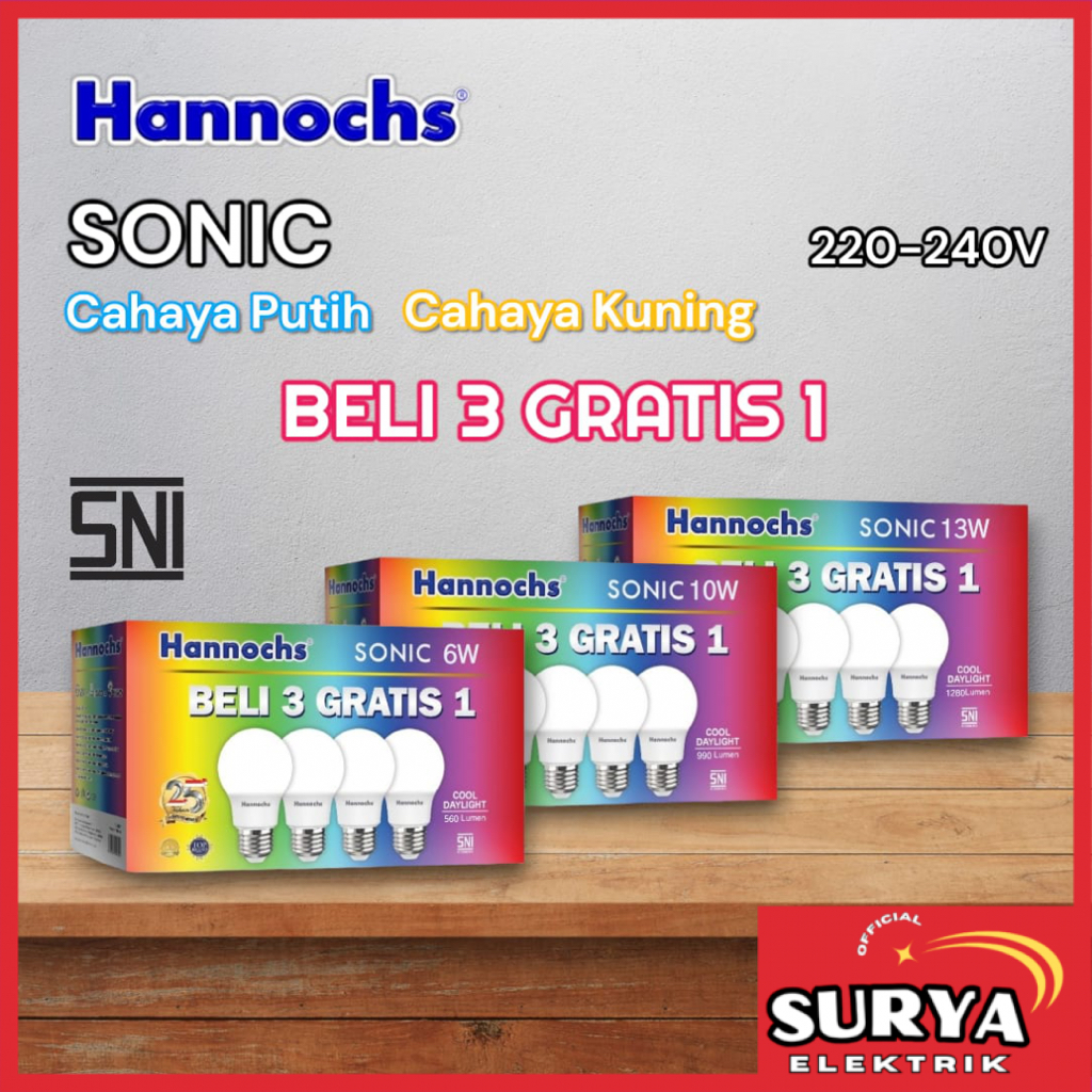 Jual Paket Pcs Bohlam Lampu Led Hannochs Sonic Watt Cool