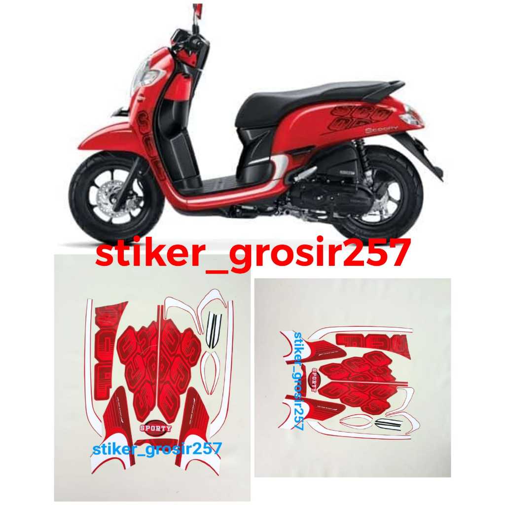 Jual Stiker Striping Lis Les Body Honda Scoopy Fi Merah Standar