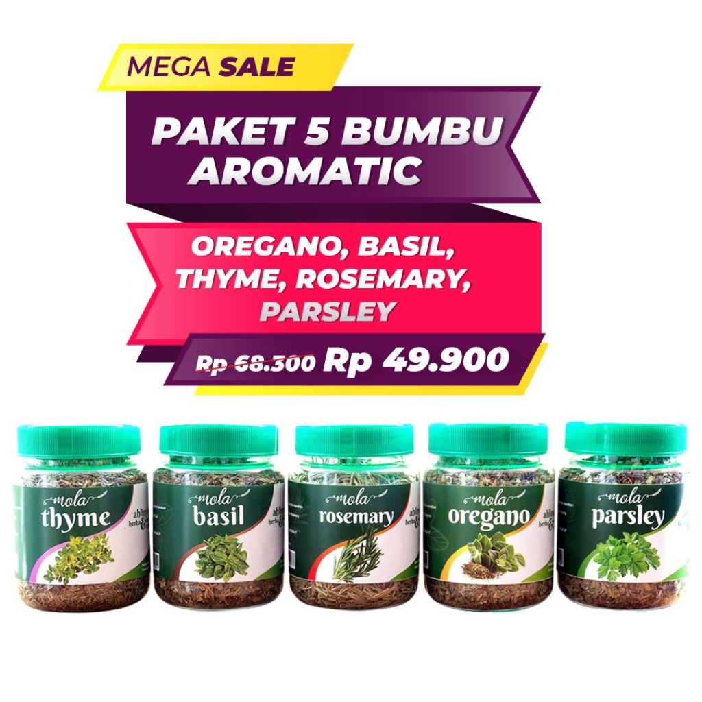 Jual Paket Bumbu Aromatic Isi Oregano Basil Parsley Thyme