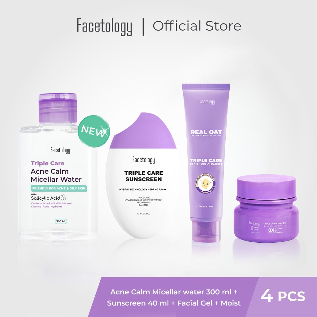 Jual Facetology Bundling Triple Care Acne Calm Micellar Water Triple