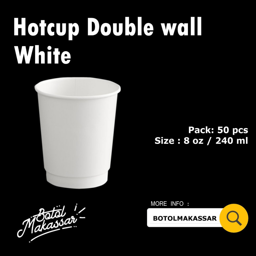 Jual Papercup Double Wall White 8 Oz Set Tutup BT Isi 100 Pcs Shopee