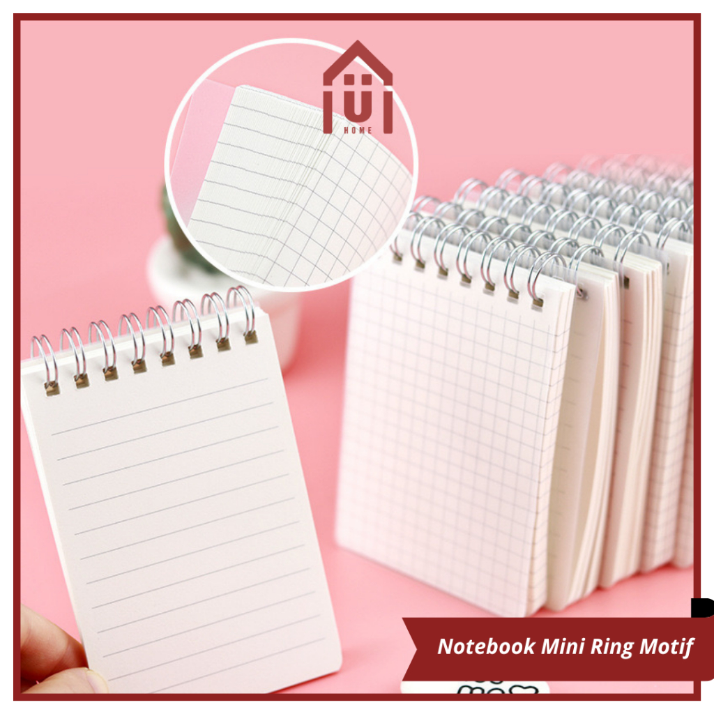 Jual Uniso Notebook Mini Ring Motif Garis Polos Kotak Simple Buku