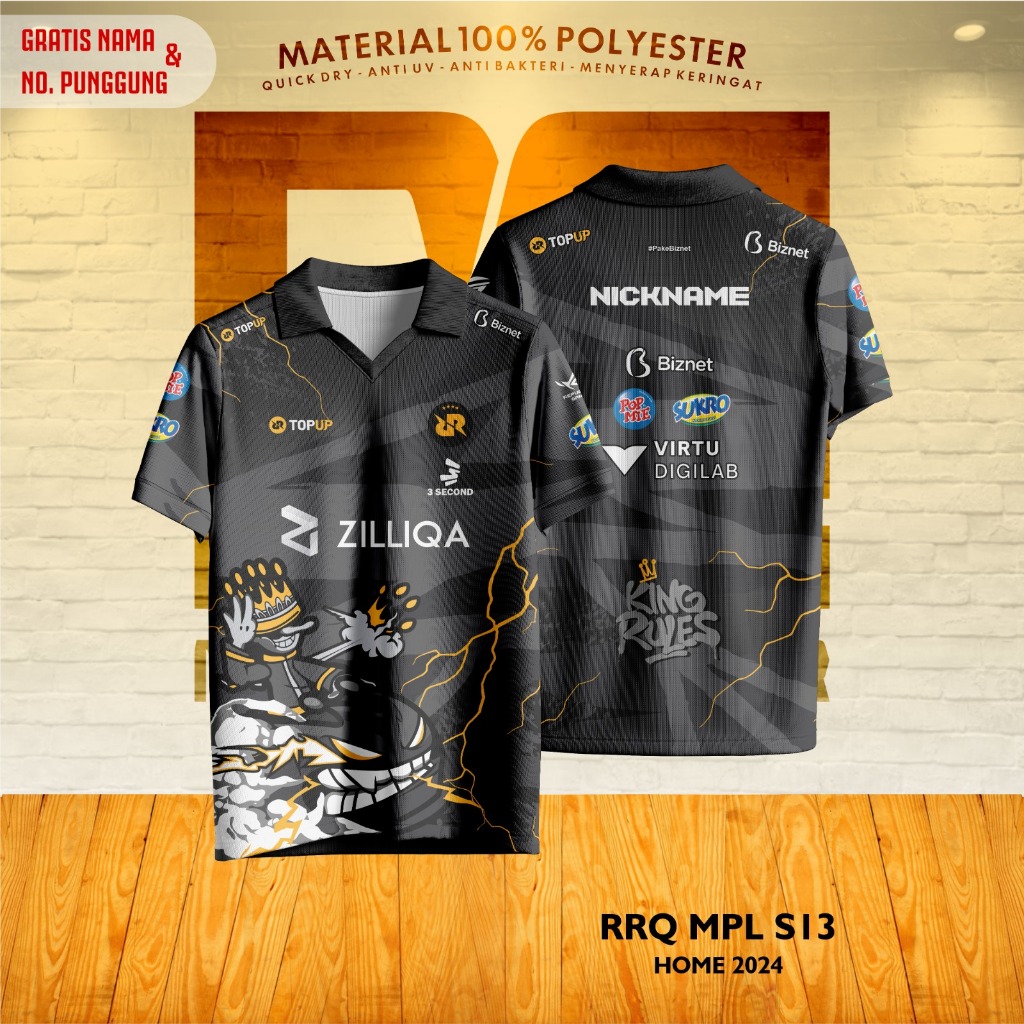 Jual Jersey Kaos Baju Atasan SUPORTER RRQ HOSHI MPL S13 HITAM 2024