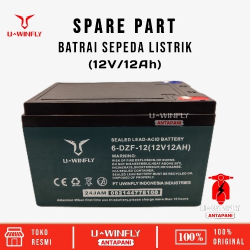 Jual Baterai Acu Kering Sepeda Listrik 12v 12aH Original Uwinfly 1pcs