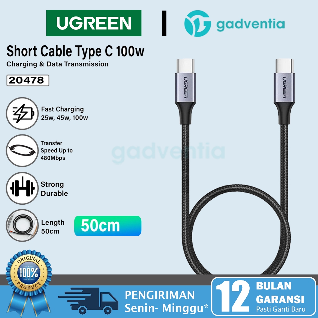 Jual Ugreen Kabel Charger Data Powerbank Kabel Pendek Power Bank