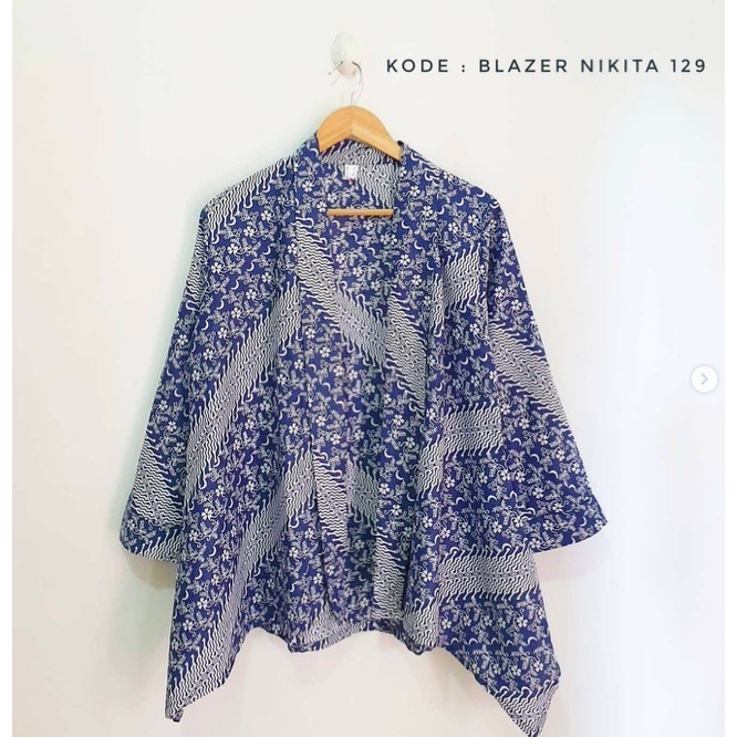 Jual Outer Waka Indigo Monoblue Batik Rompi Cardigan Vest Modern