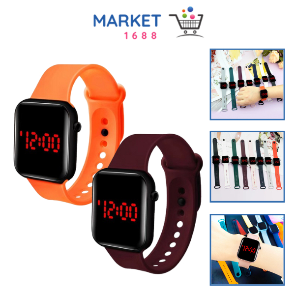 Jual Market1688 Jam Tangan LED Digital Rubber Pria Wanita JT6948 Jam