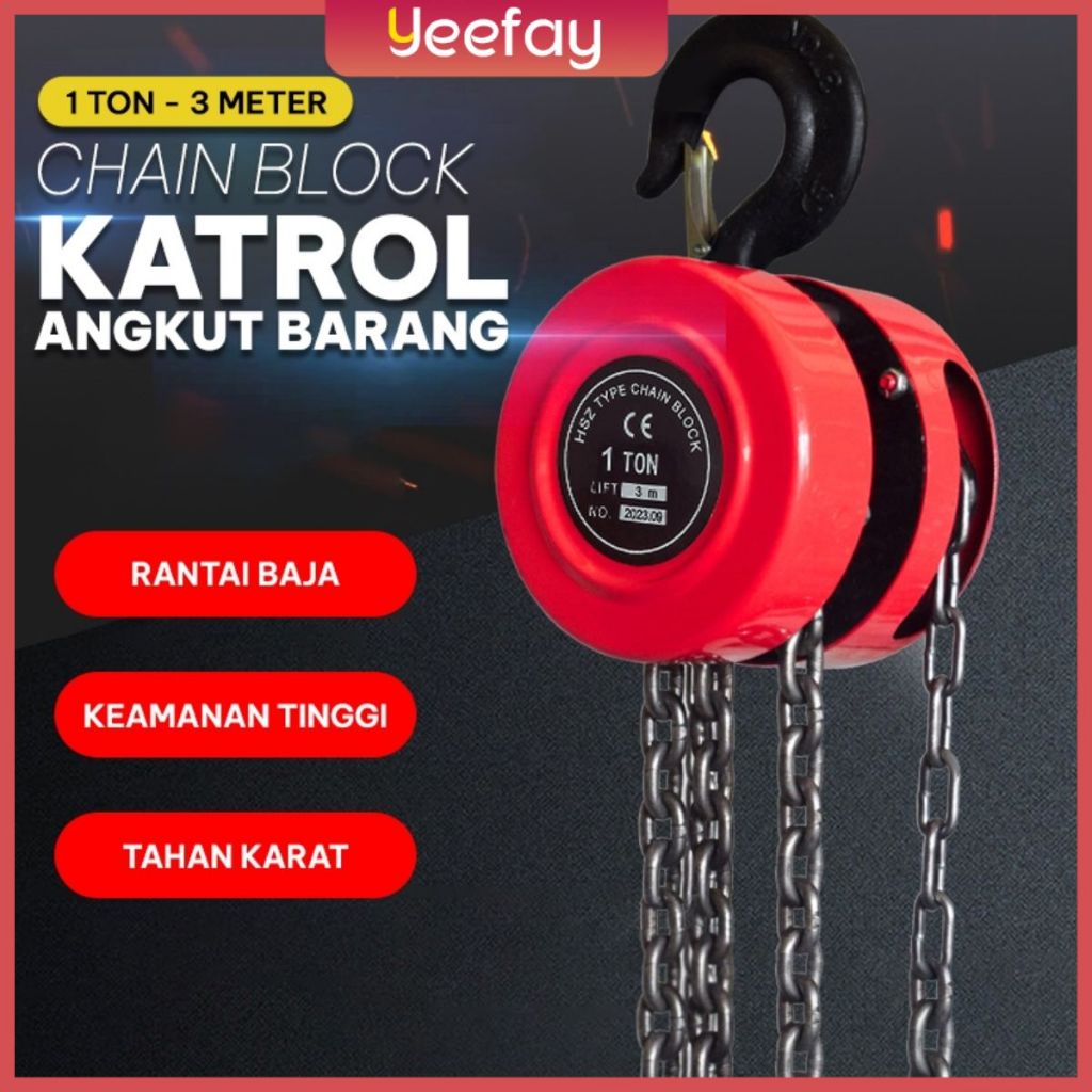 Jual Chain Block Hoist Katrol Alat Angkut Barang 1 Ton 3meter 2 Tons