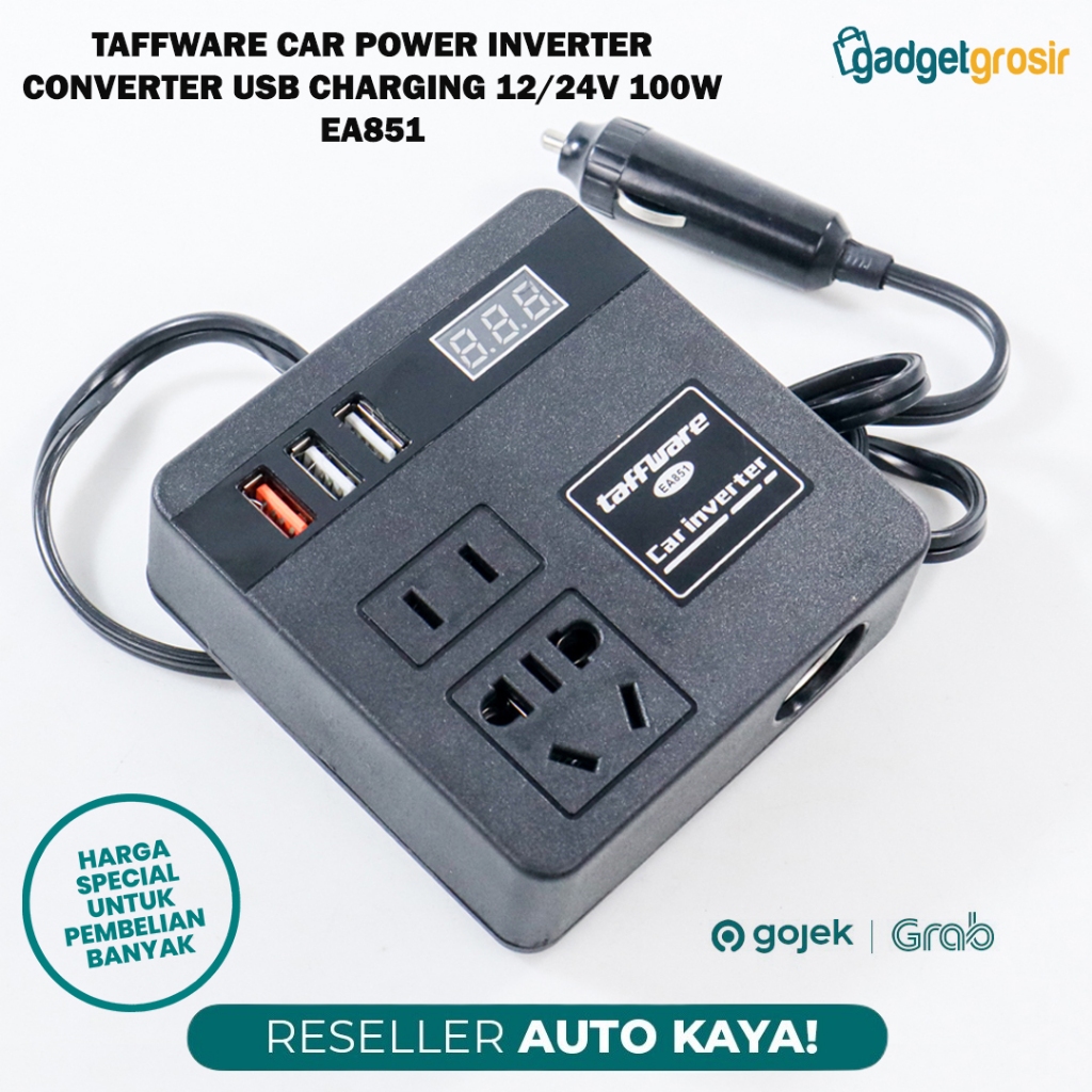 Jual Taffware Car Power Inverter Konverter USB Charging 12 24V 100W