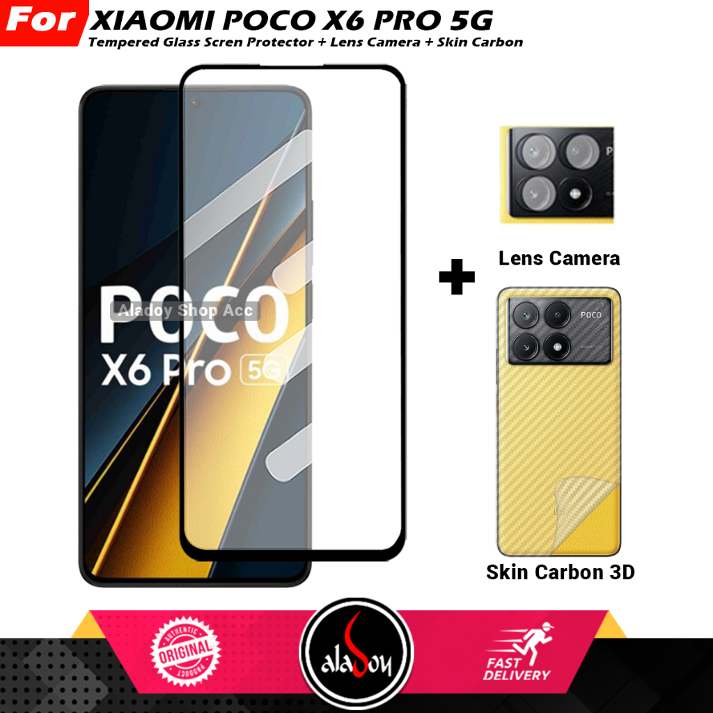 Jual PAKET 3IN1 Tempered Glass Layar Xiaomi Poco X6 Pro 5G Free