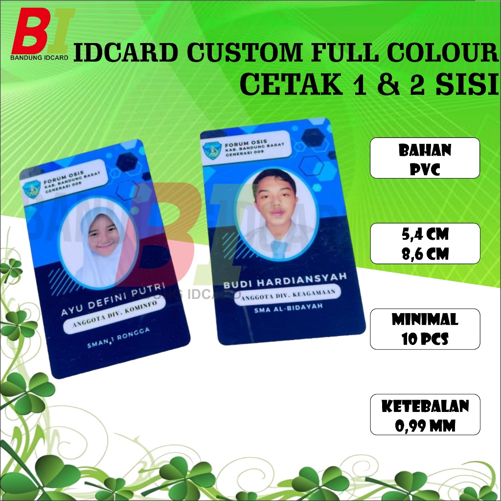 Jual CETAK KARTU ID CARD BAHAN PVC Std ATM CETAK KARTU PESERTA