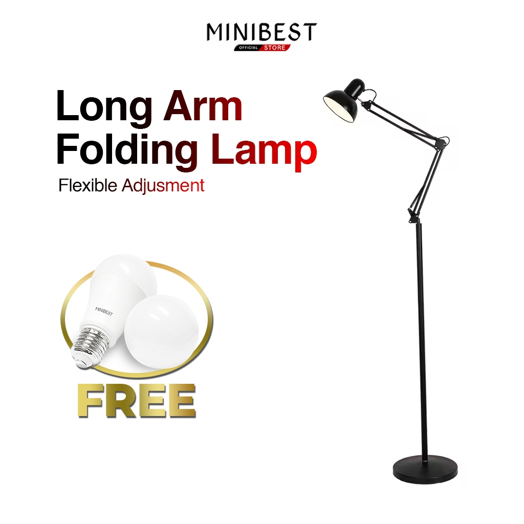 Jual MINIBEST Stand Lampu Belajar Berdiri Arsitek Hitam Lampu Baca