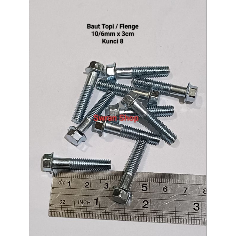 Jual BAUT TOPI 10 6mm X 3cm KUNCI 8 FLANGE BOLT Shopee Indonesia