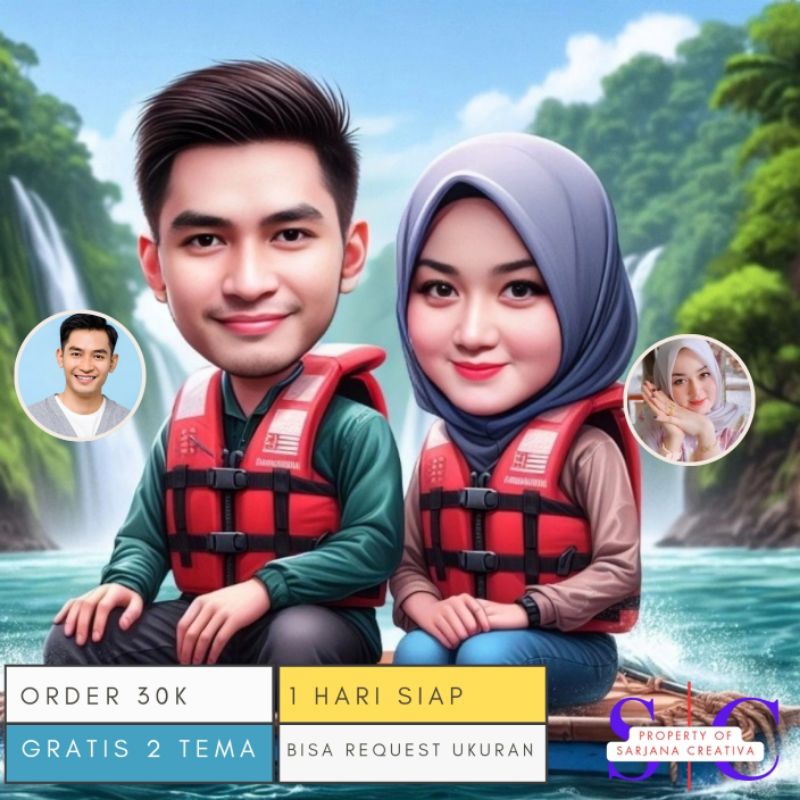 Jual Edit Foto Karikatur Pasangan Perahu Shopee Indonesia