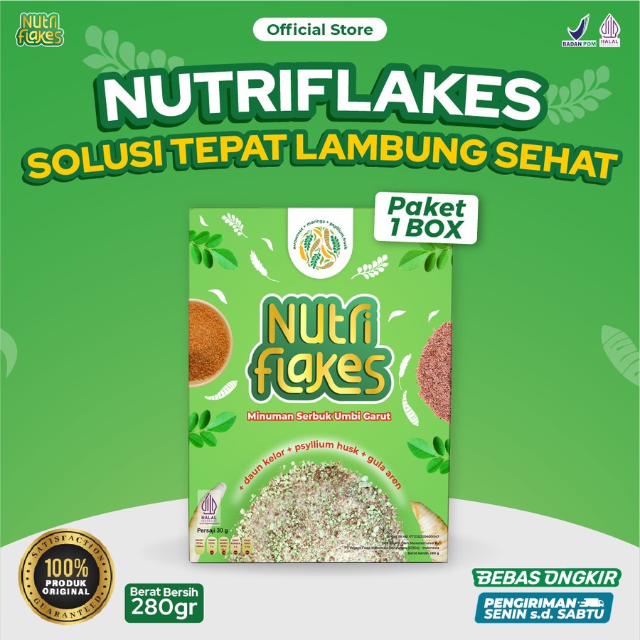 Jual NUTRIFLAKES Sereal Umbi Garut Solusi Asam Lambung Dan Maag 1 Box