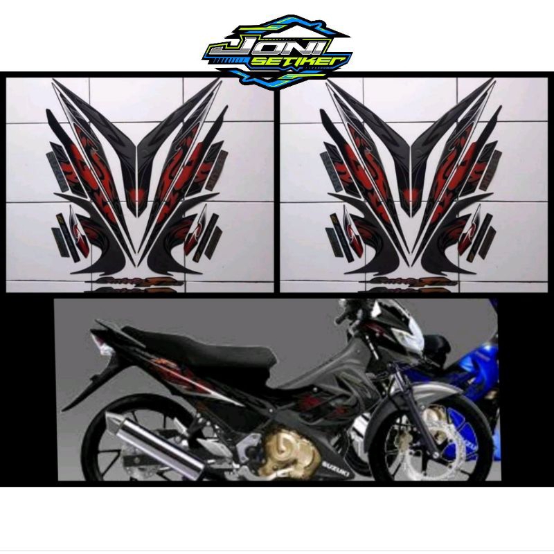 Jual Stiker Striping Lis Les Bodi Motor Suzuki Satria Fu Hitam Abu