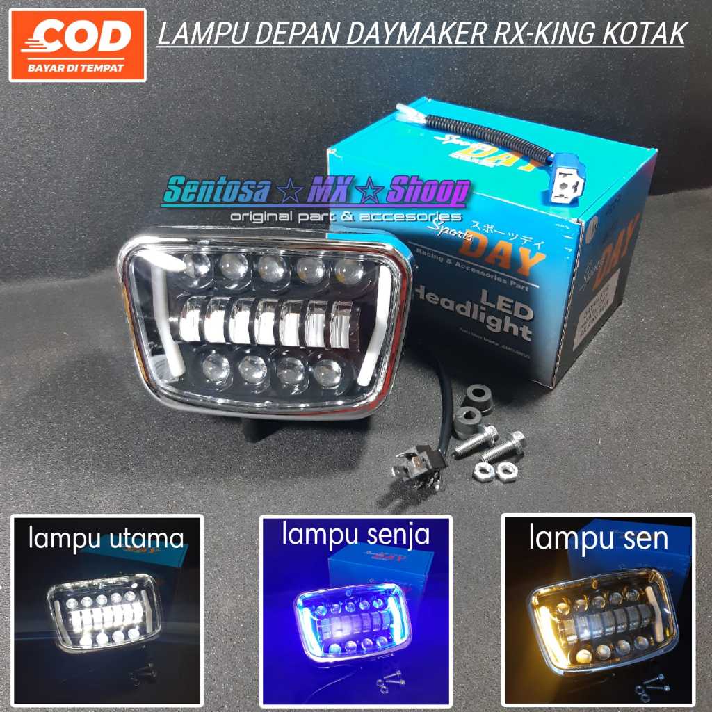 Jual LAMPU DEPAN HEADLIGHT DAYMAKER RX KING KOTAK 16MATA RING LAMPU