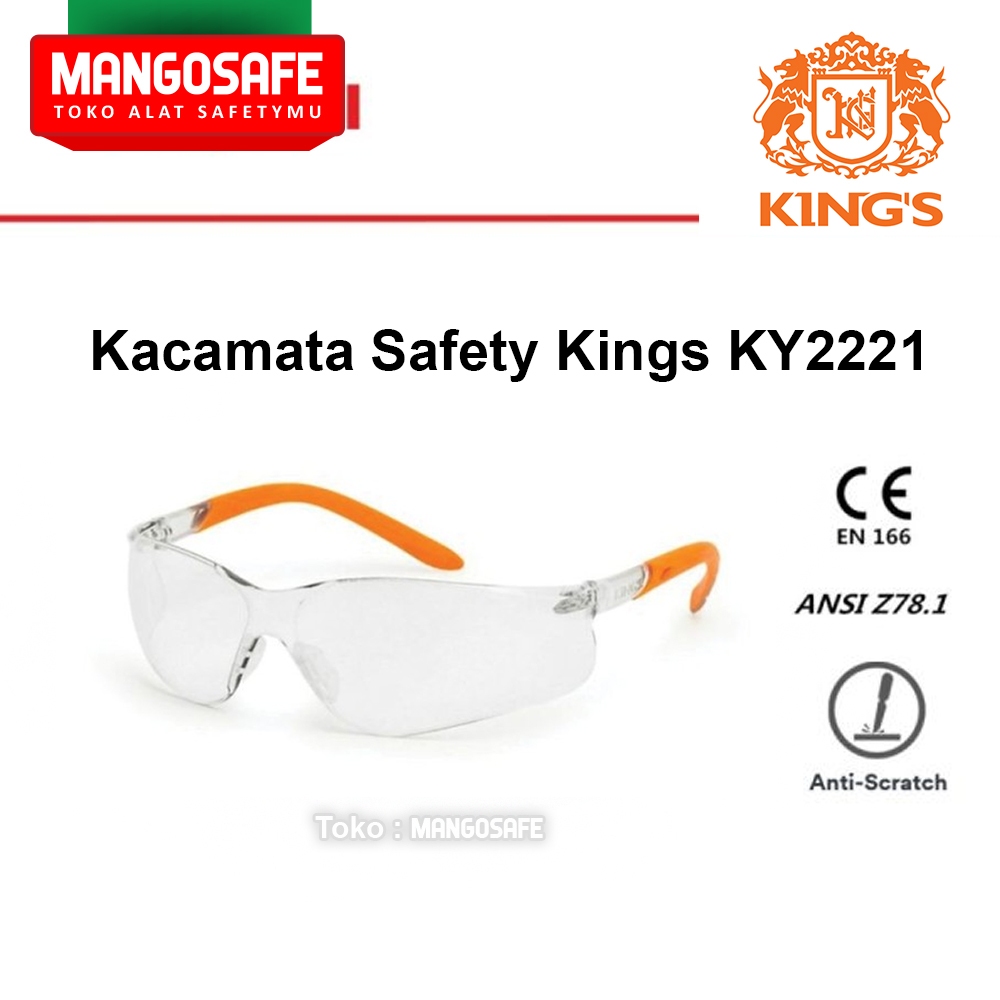 Jual Kacamata Safety Proyek Putih Bening Kings KY2221 Original