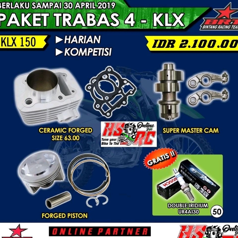 Jual PAKET TRABAS BRT KLX 150 140 D TRACKER 63 Mm BORE UP Harian BLOK