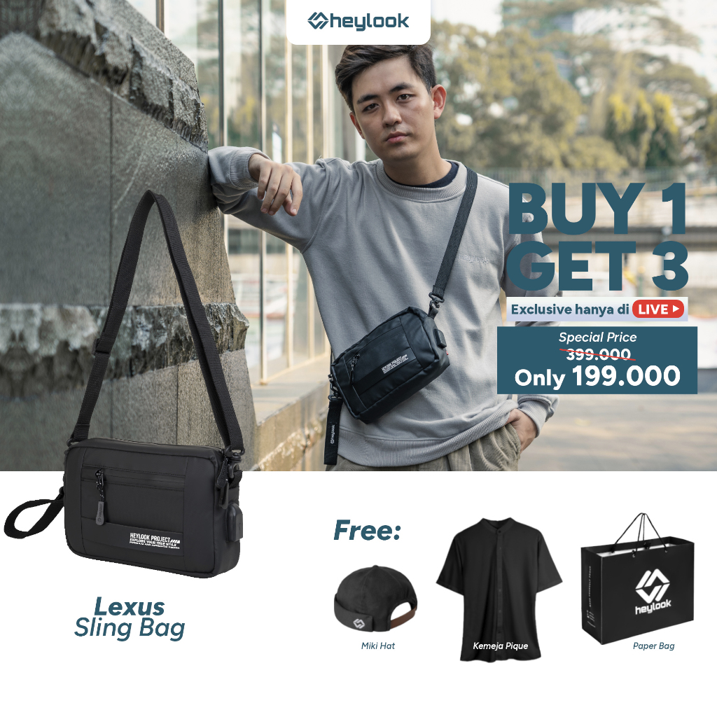 Jual Buy 1 Get 3 Free Tas Selempang Pria LEXUS Sling Bag Multyfungsi