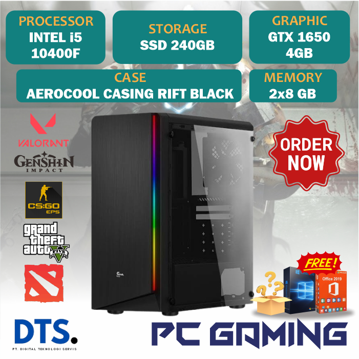 Jual PC GAMING Intel Core I5 10400F GTX 1650 RAM 16GB SSD Editing