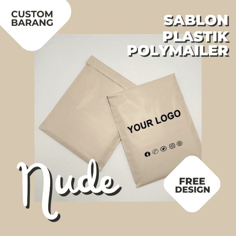 Jual Costum Sablon Polymailer Plastik Packing Nude Brown Series Premium