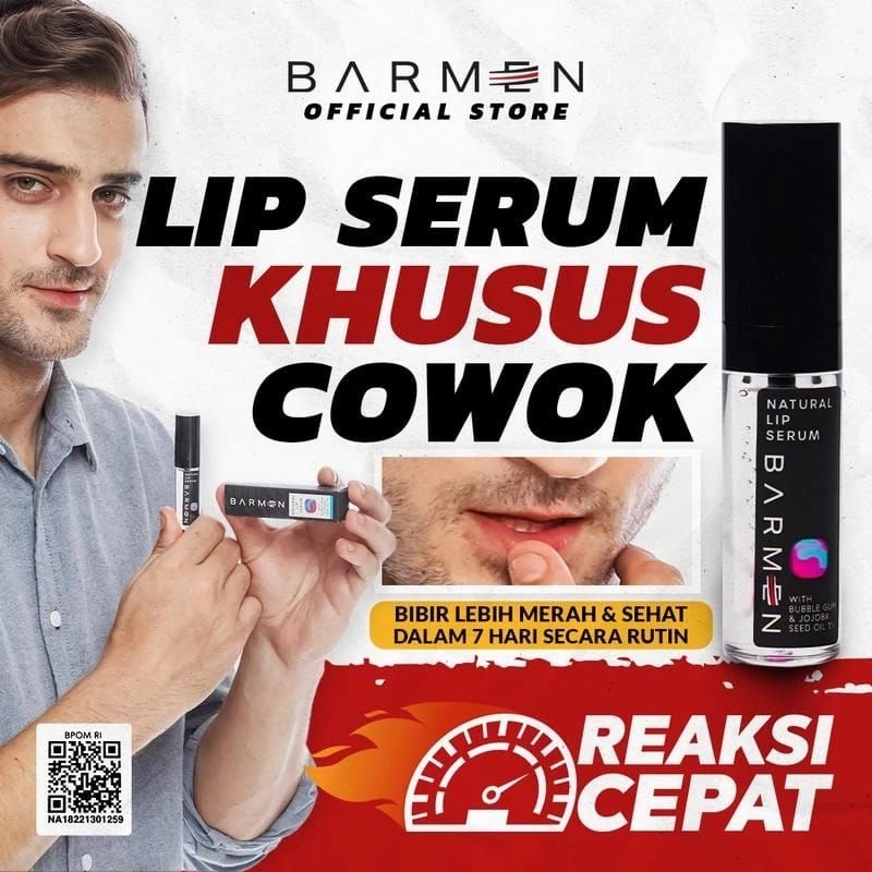 Jual Barmen Natural Lip Serum Untuk Mencerahkan Bibir Hitam Pada Pria