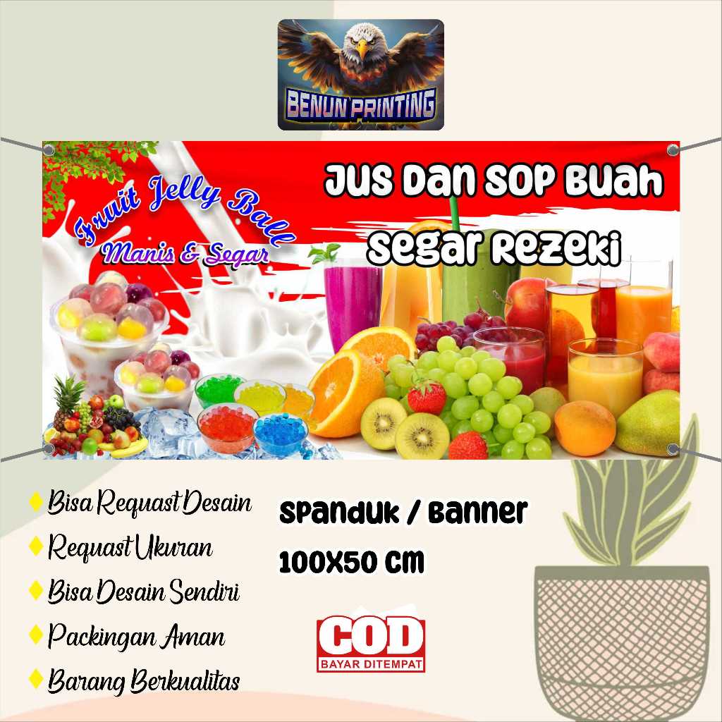 Jual Spanduk Banner 150X75 Jus Buah Sop Buah Custom Desain Shopee