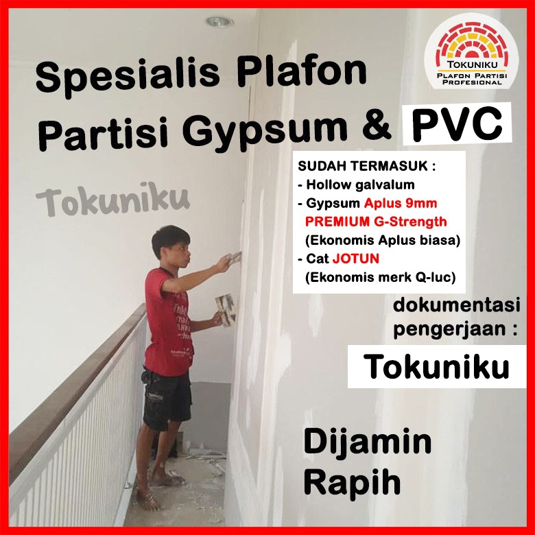 Jual 2 Sisi Pasang Partisi Gypsum Sekat Dinding Gypsum Volume 51