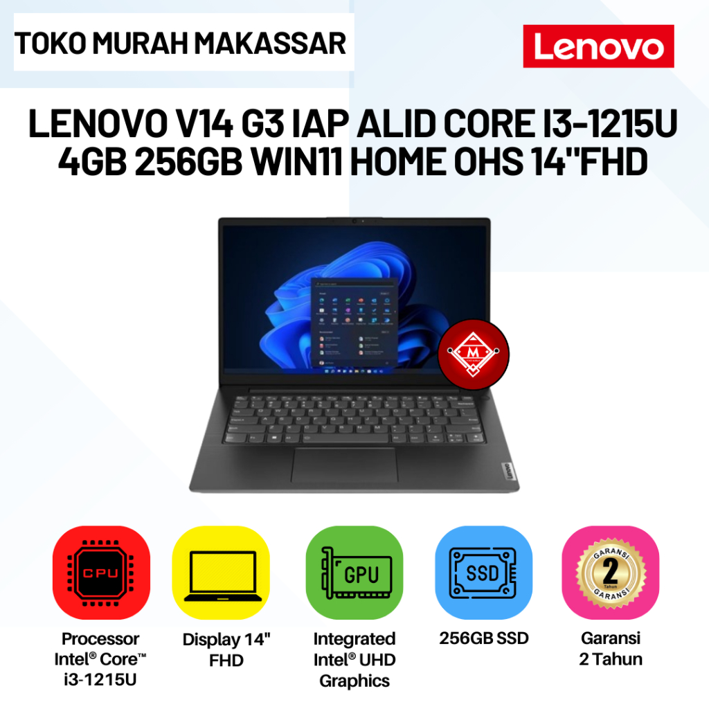 Jual Lenovo V14 G3 IAP ALID Core I3 1215U 4GB 256GB WIN11 Home OHS 14