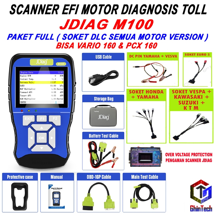 Jual JDiag M100 Motor Scanner Function Diagnostic Tool Diagnosis M 100