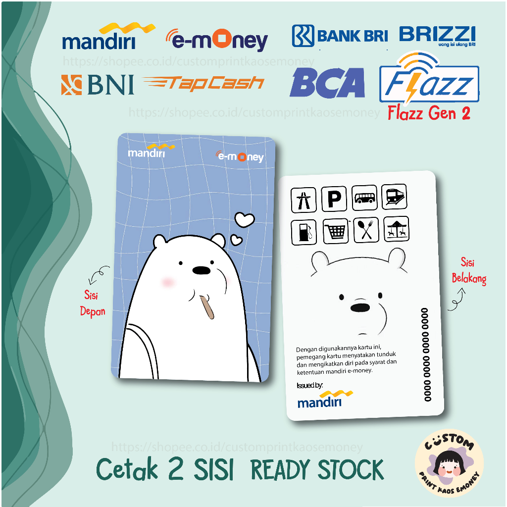 Jual KARTU E MONEY E TOLL ANIME ICE BEAR WE BARE BEARS KARTUN LUCU