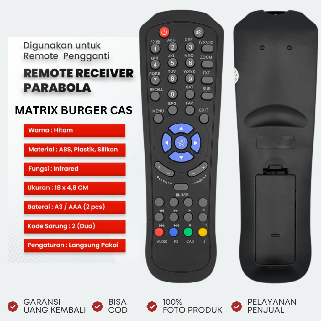 Jual REMOTE GARUDA MATRIX BURGER MPEG4 S2 RECEIVER PARABOLA CAS