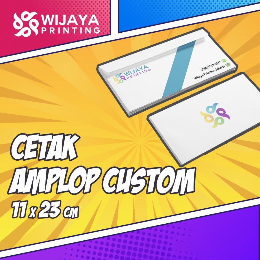 Jual Cetak Amplop Kop Surat Custom 11x23 Cm Putih Cetak Dua Sisi