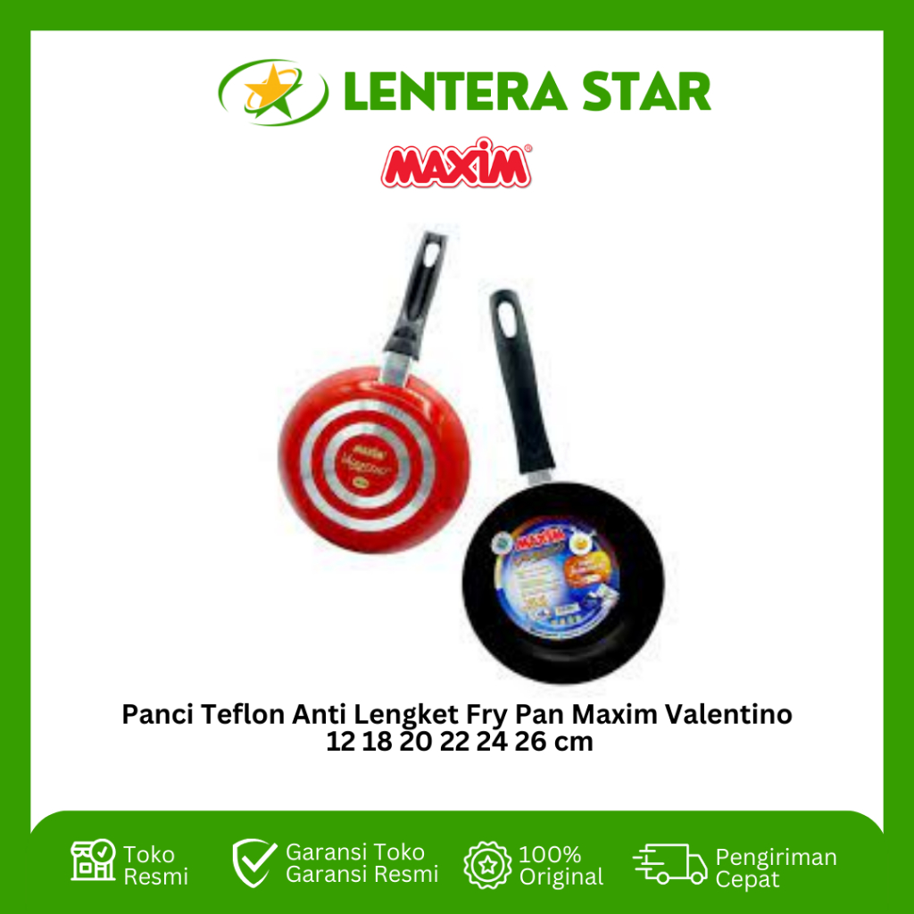 Jual Panci Teflon Anti Lengket Fry Pan Maxim Valentino 12 18 22 24 26