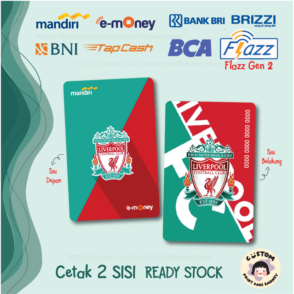 Jual KARTU E MONEY E TOLL CLUB BOLA LIVERPOOL FC FOOTBALL CLUB MANDIRI