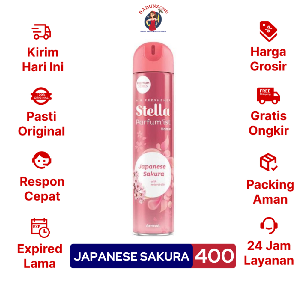 Jual Pengharum Ruangan Stella Aerosol Japanese Sakura 400 Ml Shopee