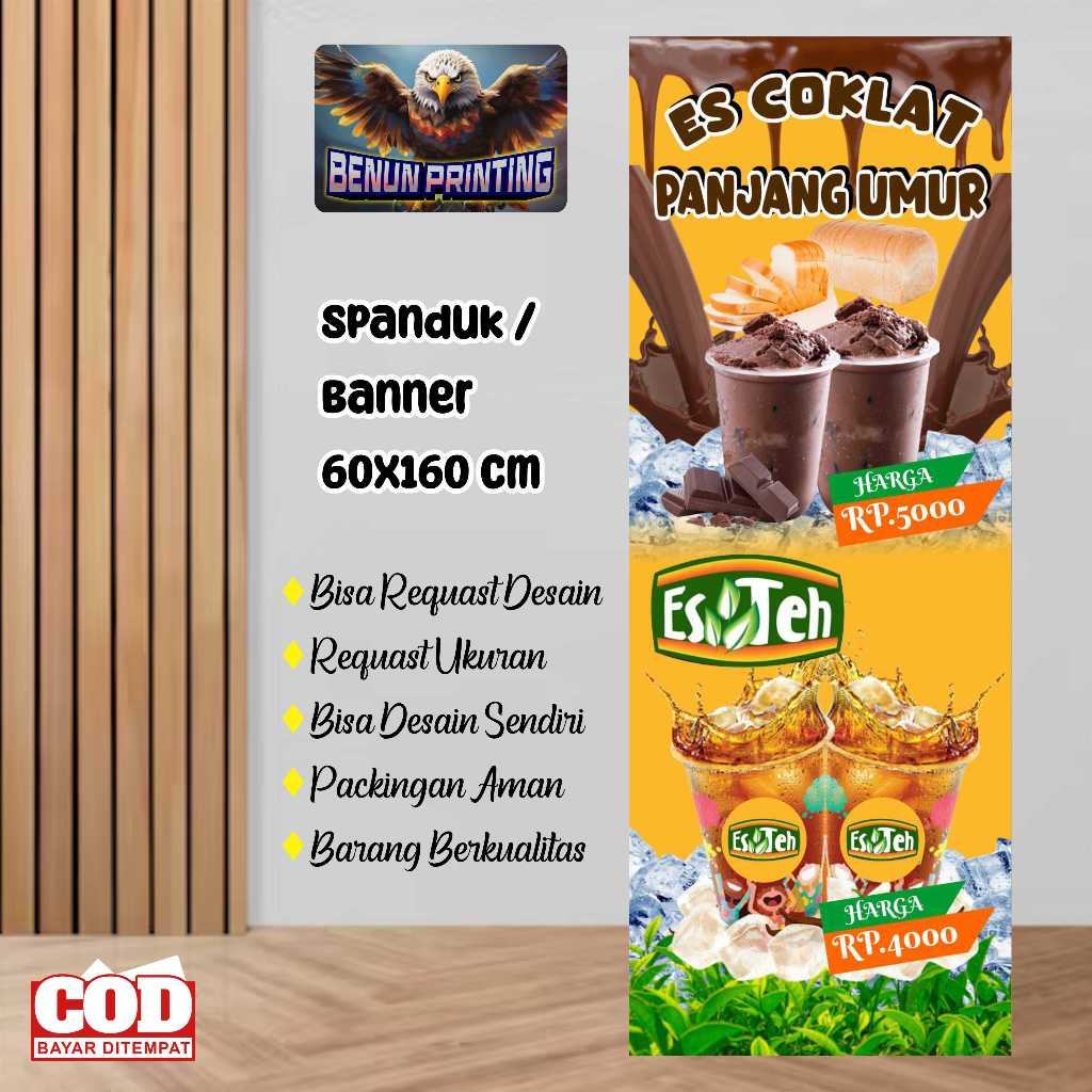 Jual Spaduk Banner 60X160 Es Teh Es Coklat Bisa Request Desain Shopee