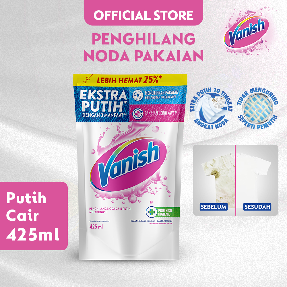 Jual Vanish White Cair Refill 425 Ml Penghilang Noda Pakaian Shopee