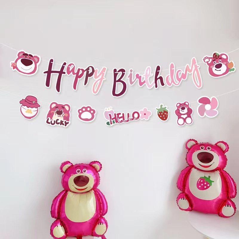 Jual Banner Happy Birthday Bentuk Tema Rainbow Unicorn Lotso Mermaid