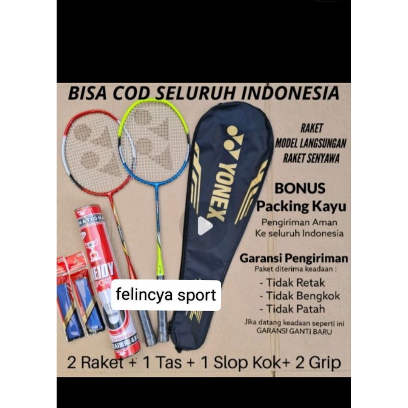 Jual Raket Badminton Lengkap Tas Shuttle Cock Bonus Grip Dan Packing