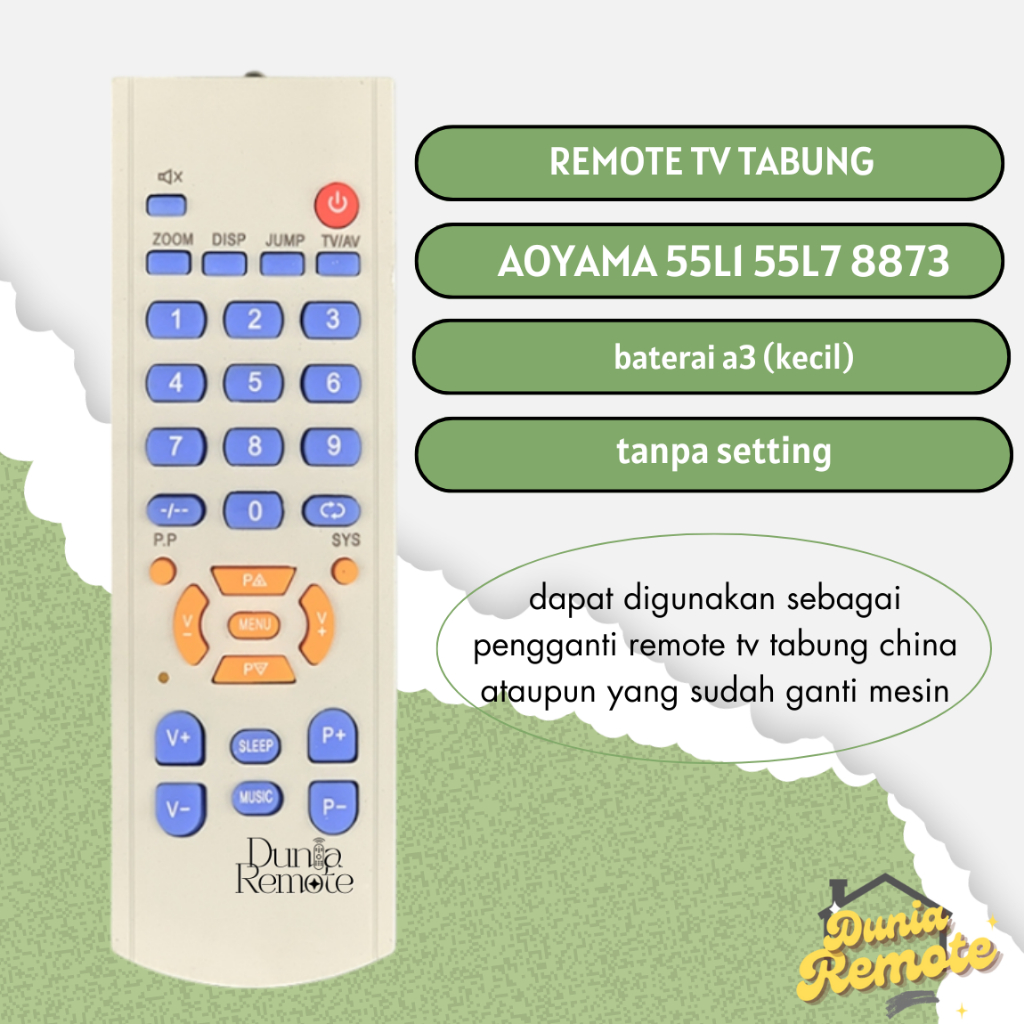 Jual Remote Remot TV TABUNG AOYAMA 55L1 TV Mesin China Shopee Indonesia