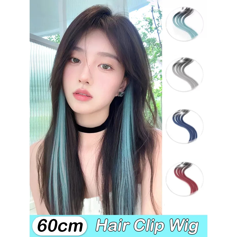 Jual Hair Clip Wig Panjang 60cm Warna Wanita Jepit Rambut Palsu Warni